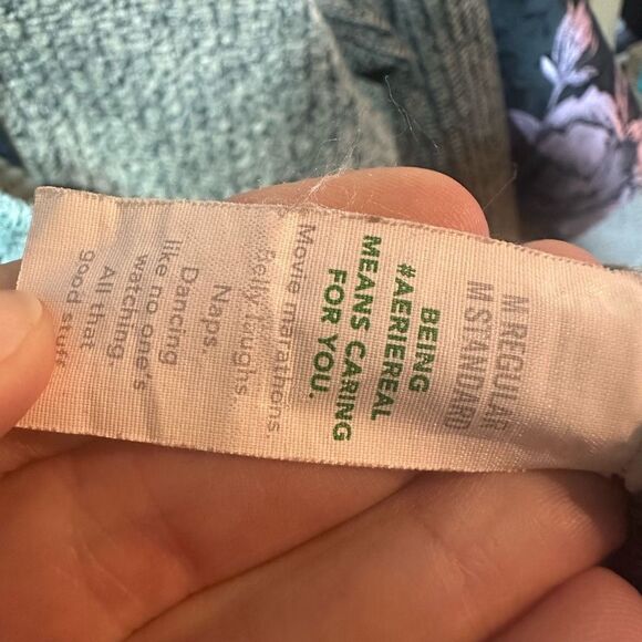 Aerie Women’s Waffle Hi Waisted Flare Leg Pants Green Size Medium Pull on Lounge - Picture 13 of 14